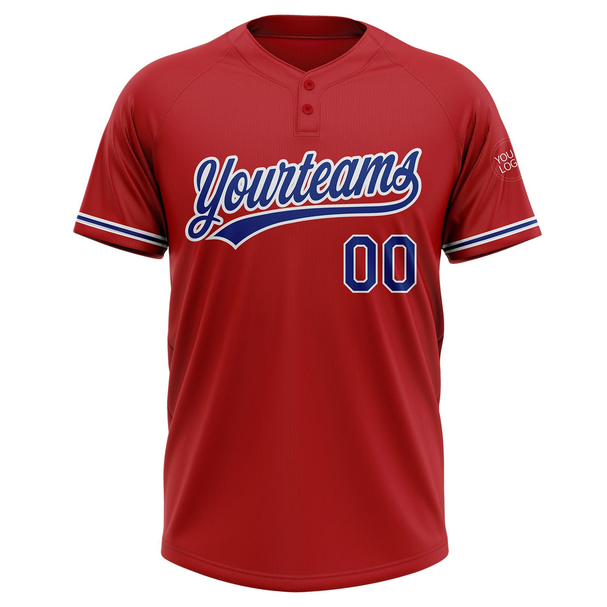 Custom Red Royal-White Two-Button Unisex Softball Jersey Limited