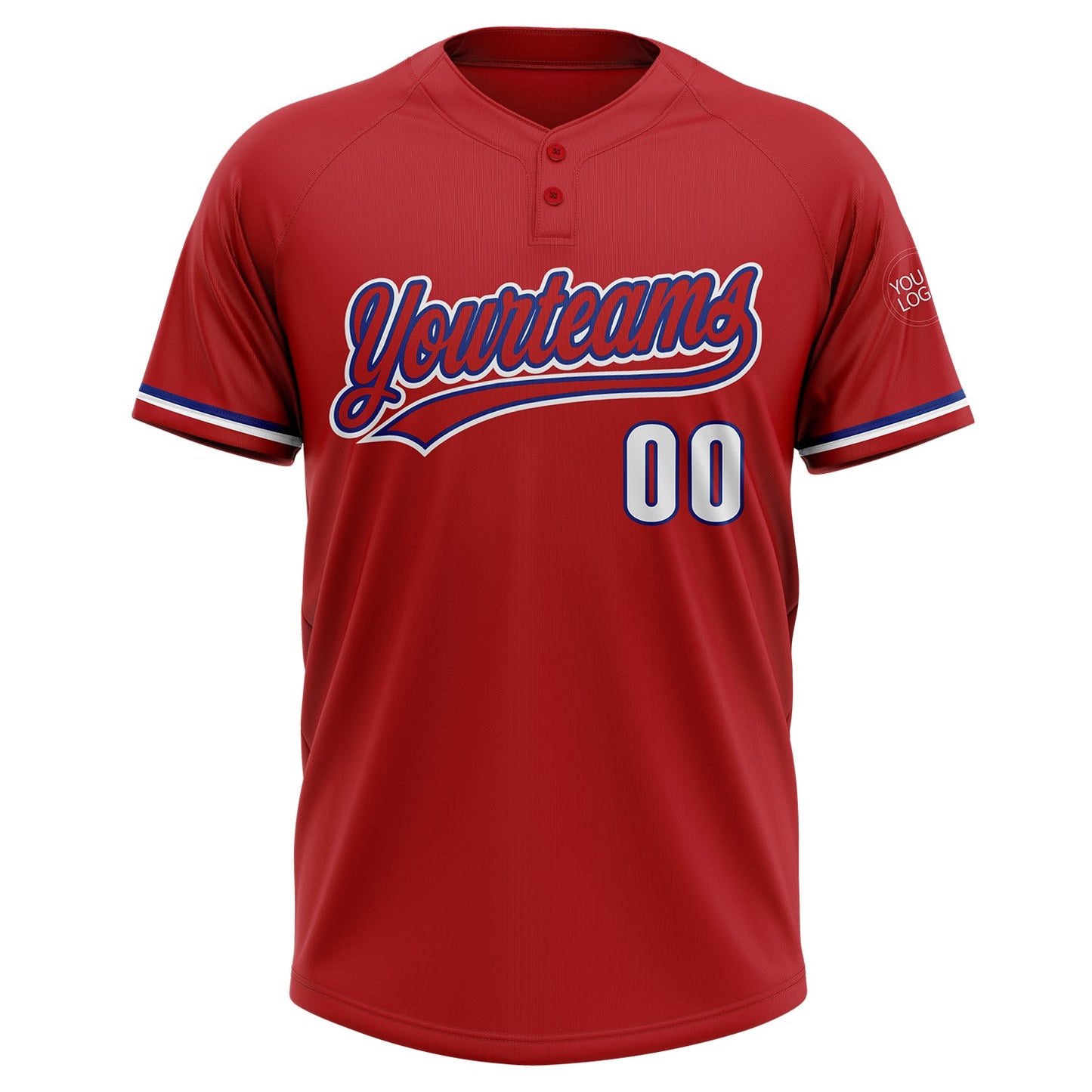 Custom Red White-Royal Two-Button Unisex Softball Jersey Limited