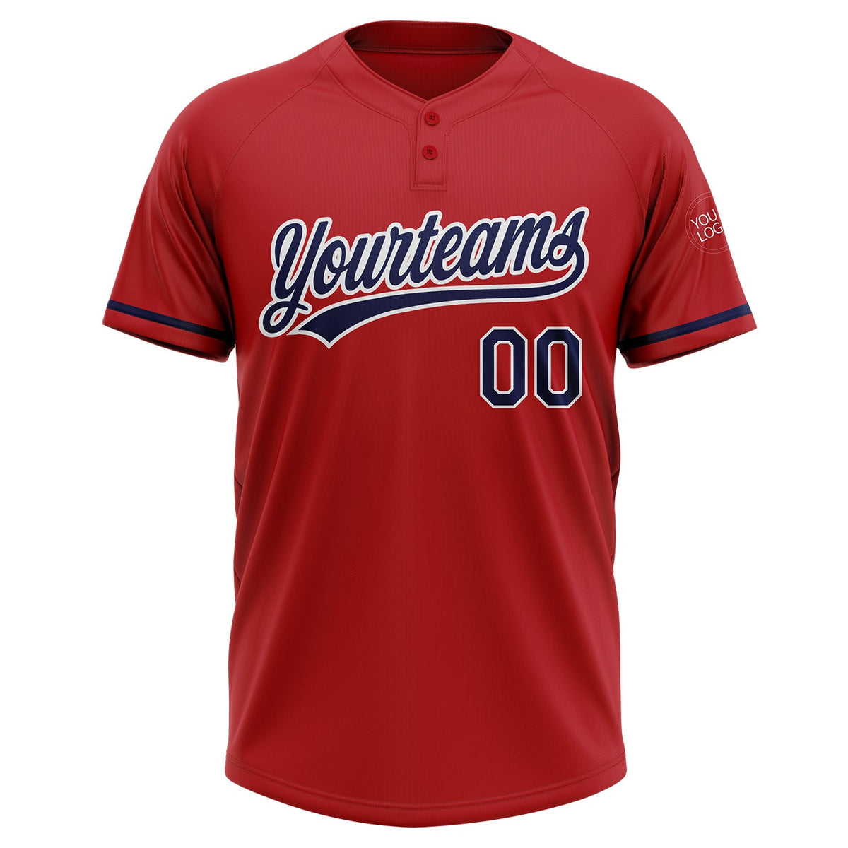 Custom Red Navy-White Two-Button Unisex Softball Jersey Limited