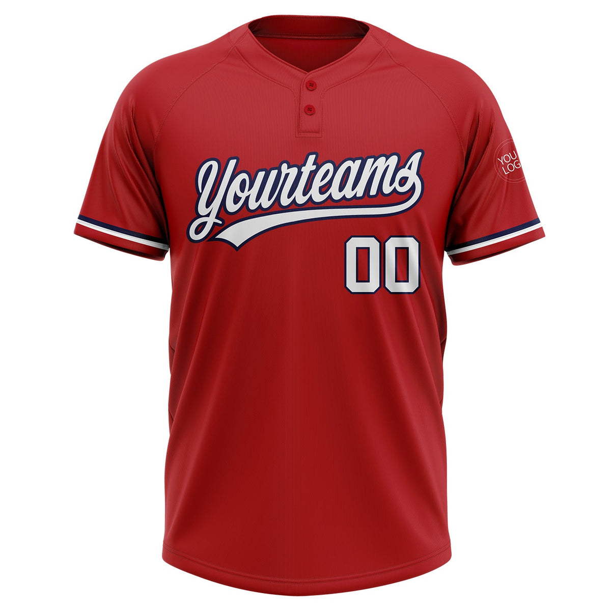 Custom Red White-Navy Two-Button Unisex Softball Jersey Limited