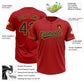 Custom Red Black-Old Gold Two-Button Unisex Softball Jersey Limited