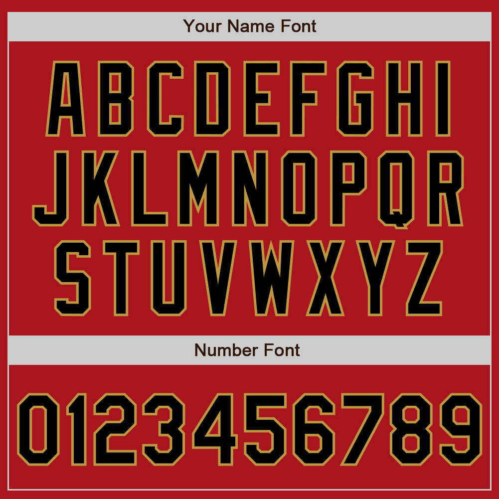 Custom Red Black-Old Gold Two-Button Unisex Softball Jersey Limited