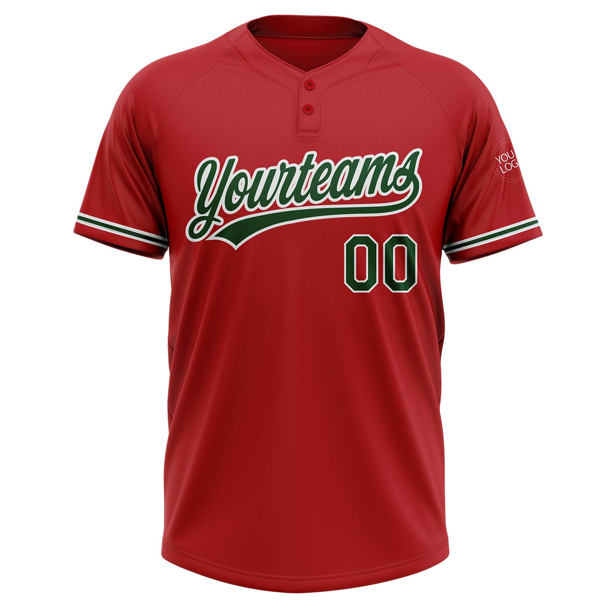 Custom Red Green-White Two-Button Unisex Softball Jersey Limited