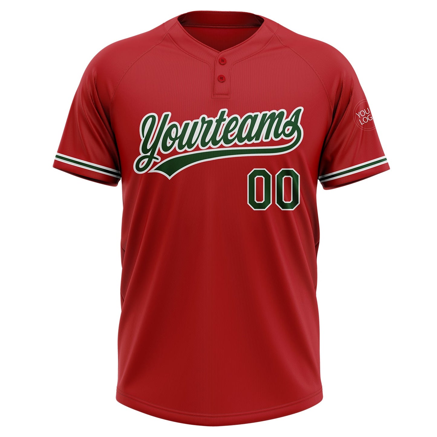 Custom Red Green-White Two-Button Unisex Softball Jersey Limited