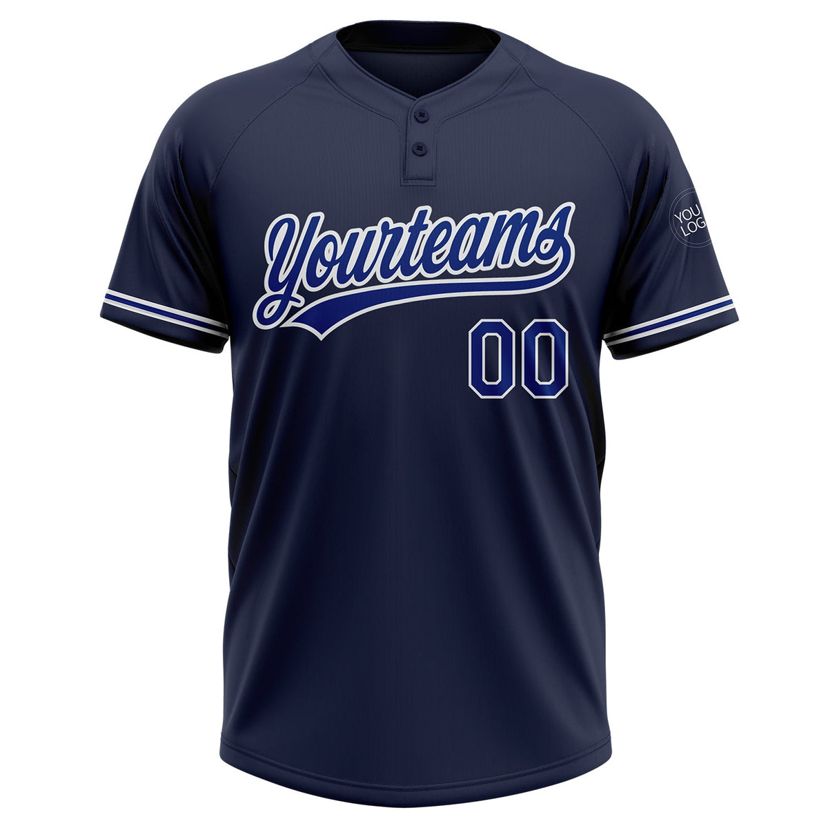 Custom Navy Royal-White Two-Button Unisex Softball Jersey Limited