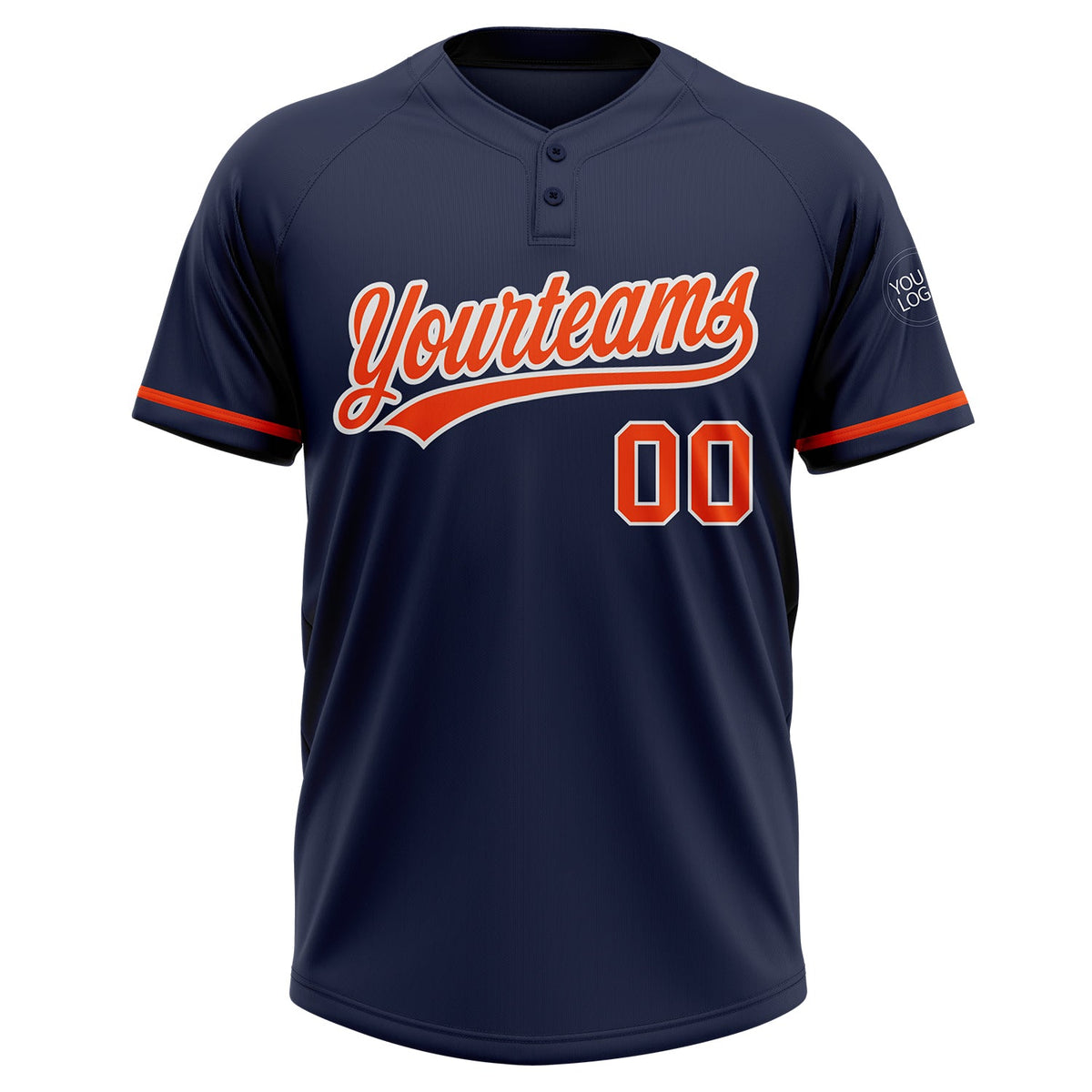 Custom Navy Orange-White Two-Button Unisex Softball Jersey Limited