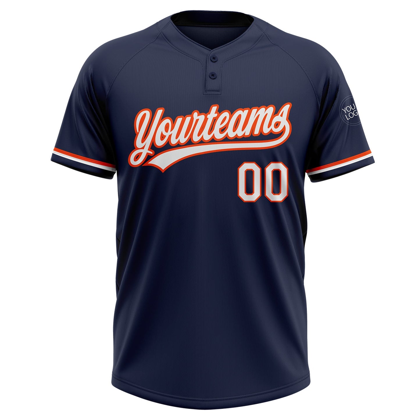 Custom Navy White-Orange Two-Button Unisex Softball Jersey Limited