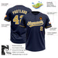 Custom Navy Old Gold-White Two-Button Unisex Softball Jersey Limited