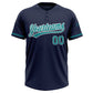 Custom Navy Teal-White Two-Button Unisex Softball Jersey Limited