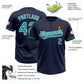 Custom Navy Teal-White Two-Button Unisex Softball Jersey Limited