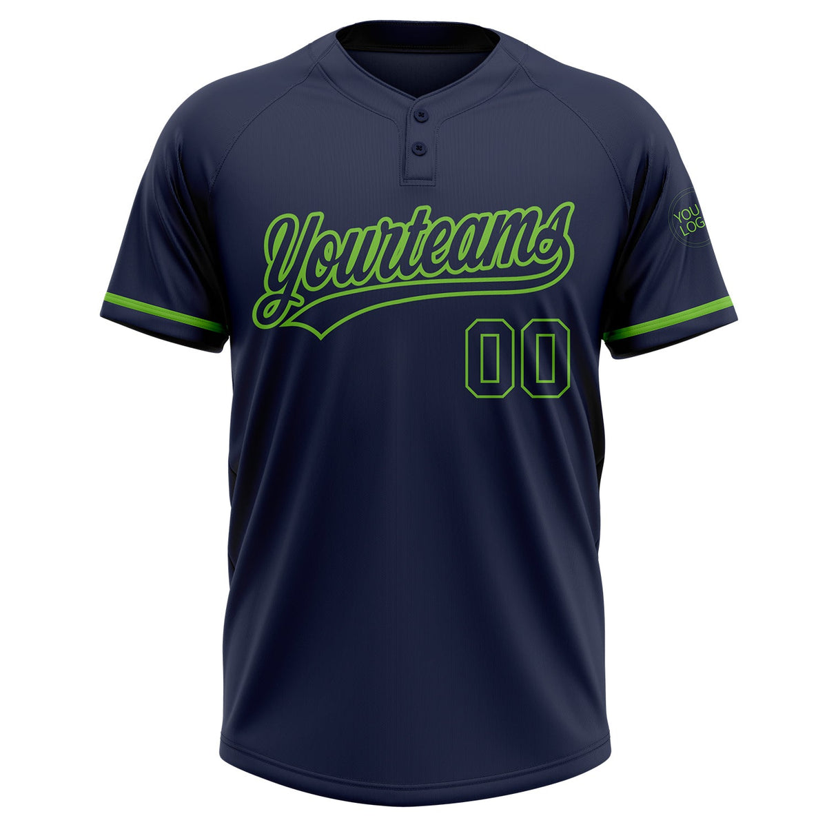 Custom Navy Navy-Neon Green Two-Button Unisex Softball Jersey Limited