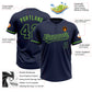 Custom Navy Navy-Neon Green Two-Button Unisex Softball Jersey Limited