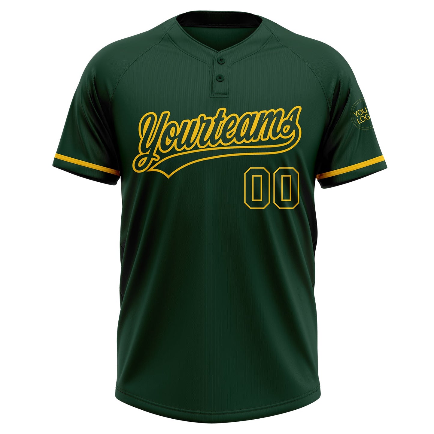 Custom Green Green-Yellow Two-Button Unisex Softball Jersey Limited