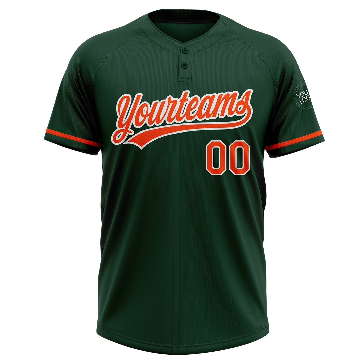 Custom Green Orange-White Two-Button Unisex Softball Jersey Limited