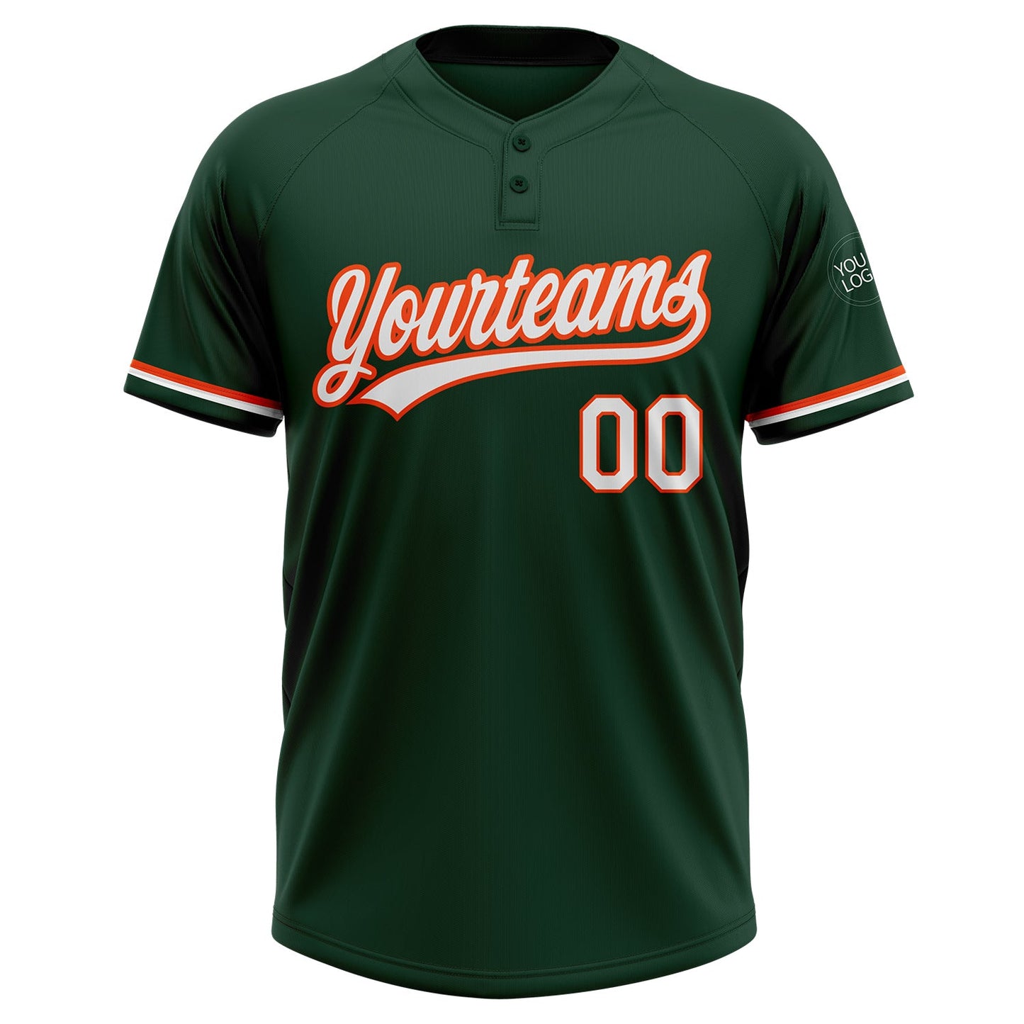 Custom Green White-Orange Two-Button Unisex Softball Jersey Limited