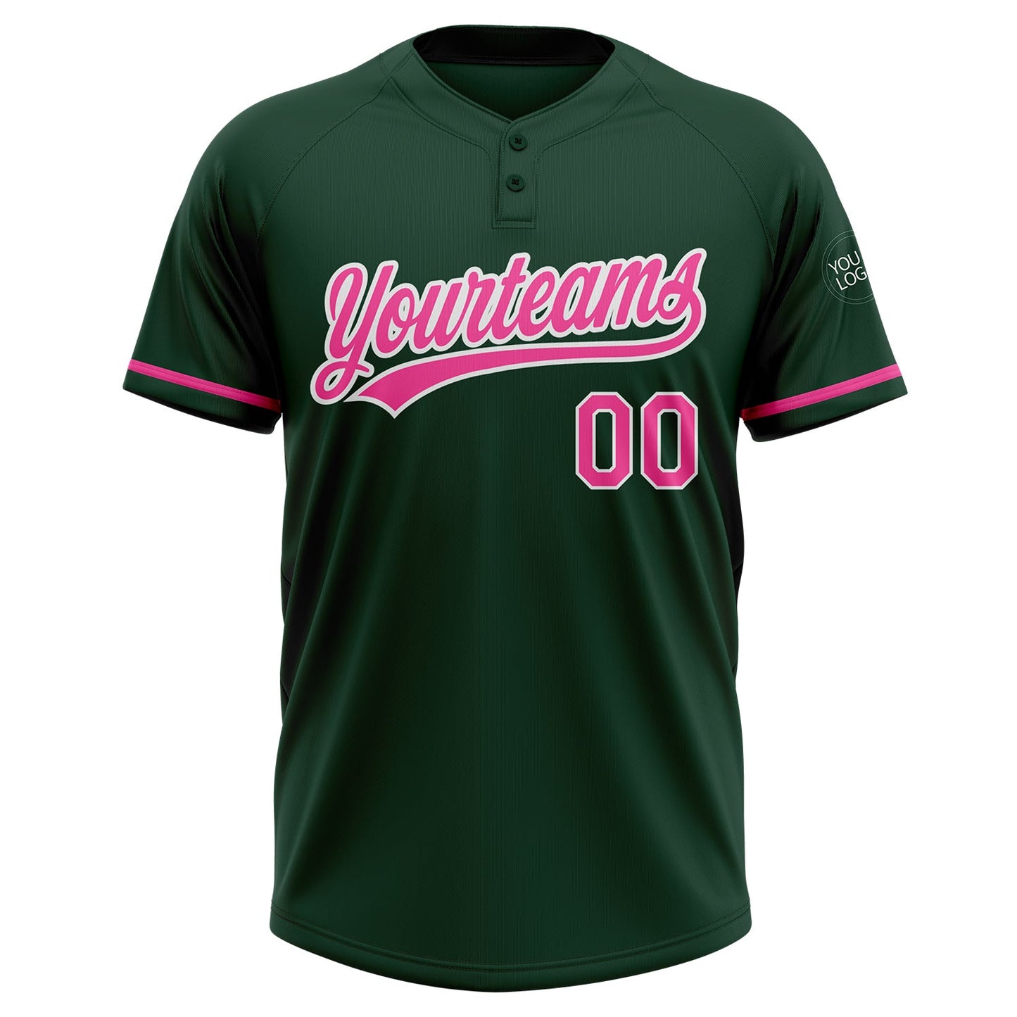 Custom Green Pink-White Two-Button Unisex Softball Jersey Limited