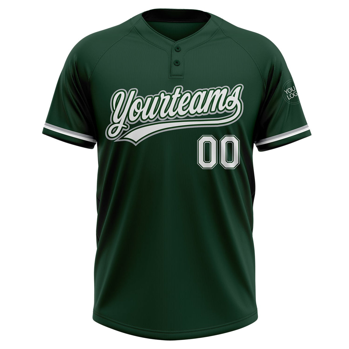 Custom Green White-Gray Two-Button Unisex Softball Jersey Limited