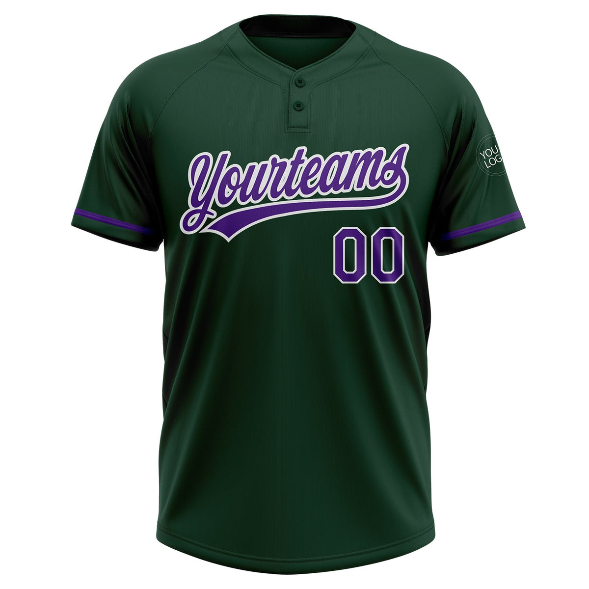 Custom Green Purple-White Two-Button Unisex Softball Jersey Limited