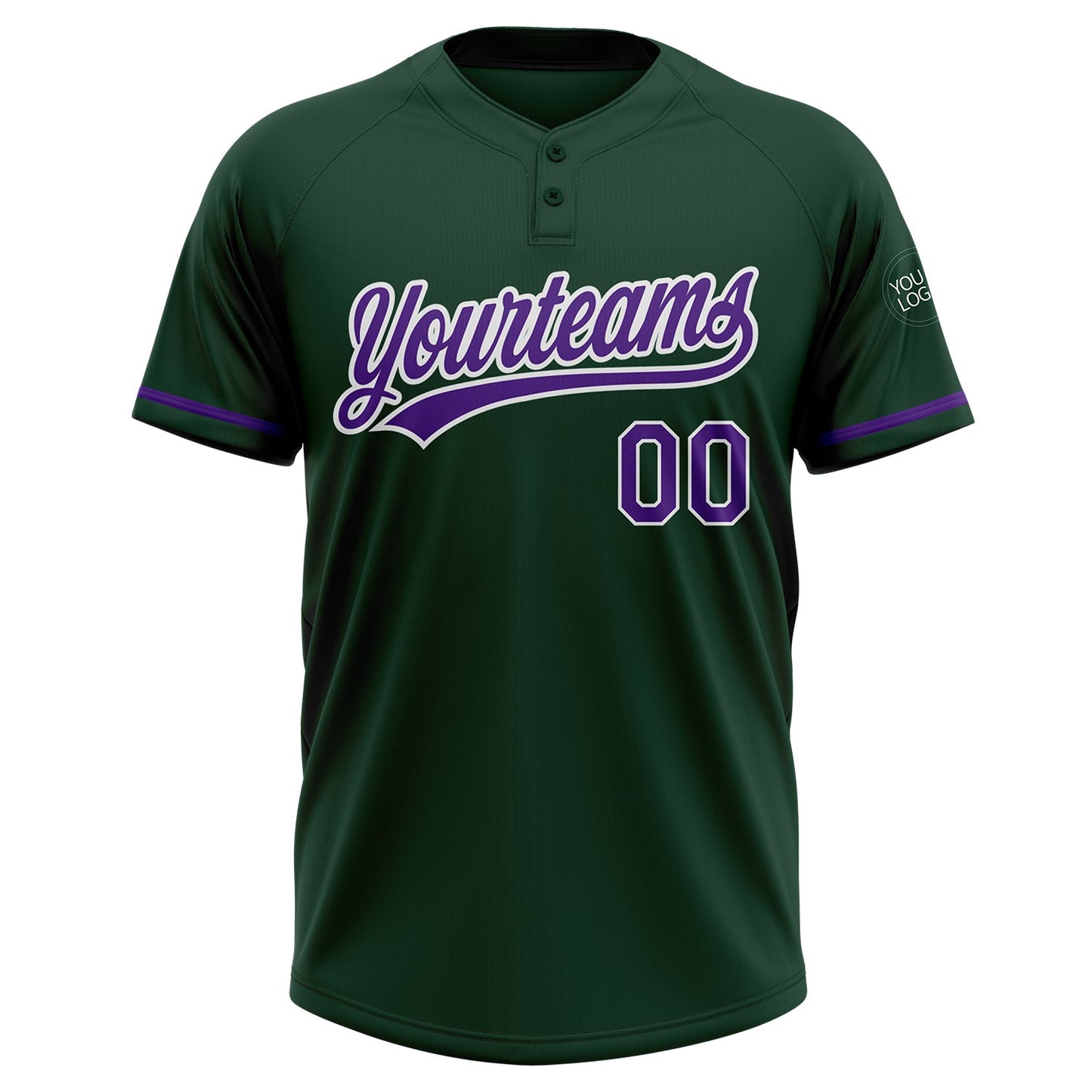 Custom Green Purple-White Two-Button Unisex Softball Jersey Limited