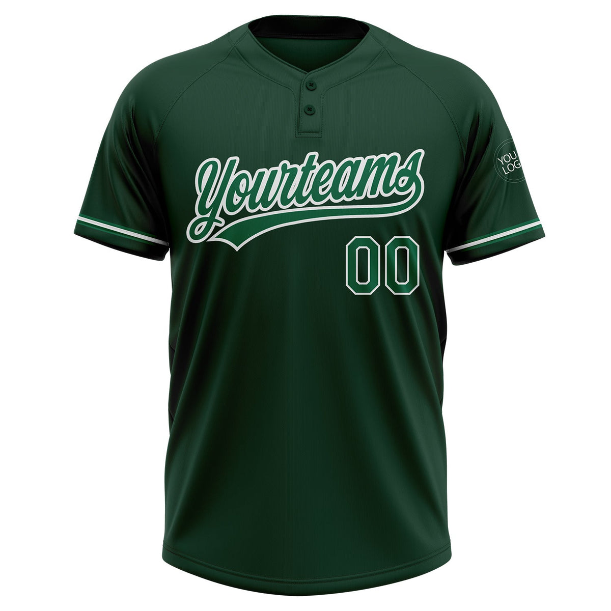 Custom Green Kelly Green-White Two-Button Unisex Softball Jersey Limited