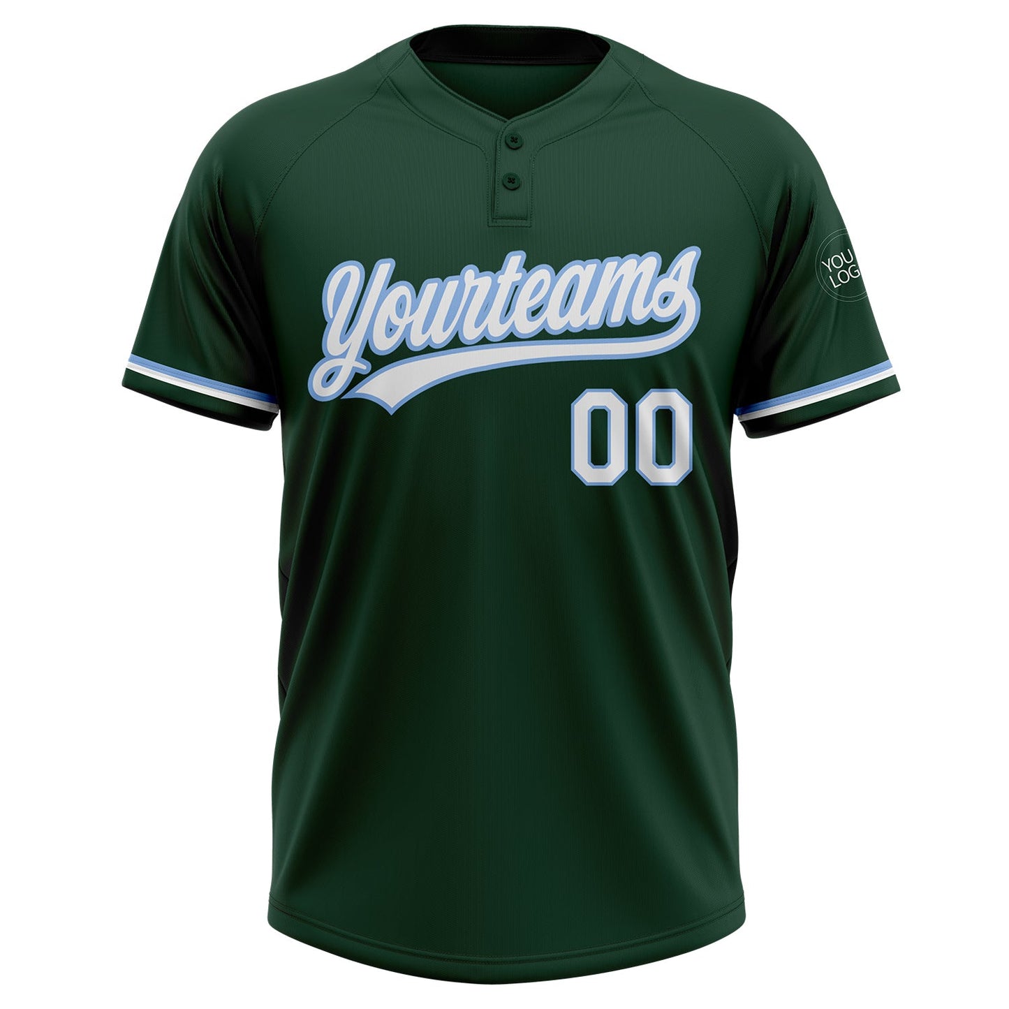 Custom Green White-Light Blue Two-Button Unisex Softball Jersey Limited