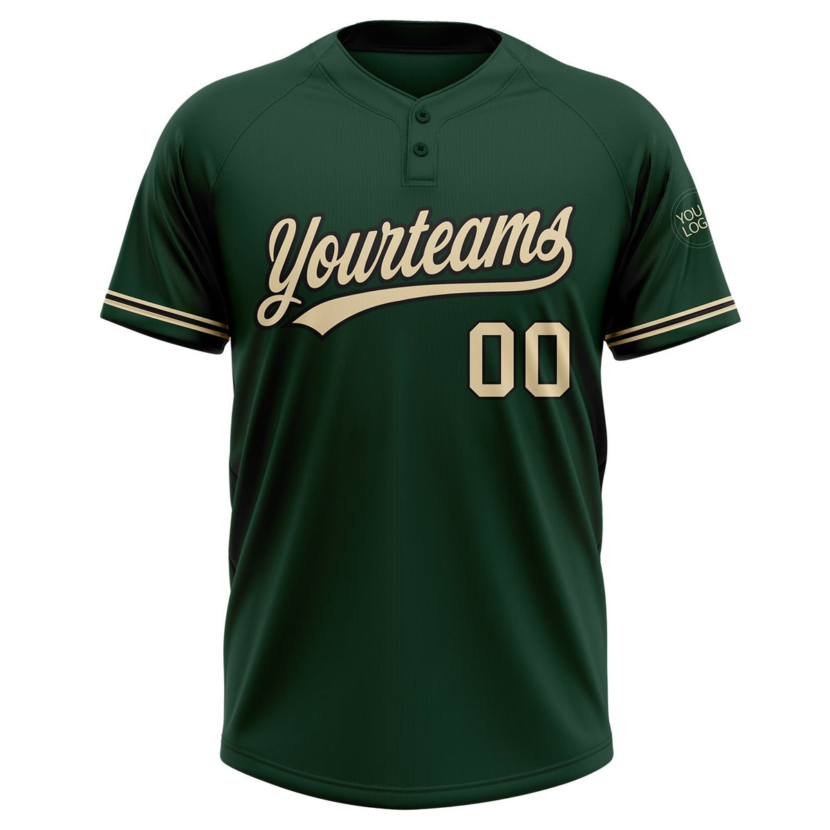 Custom Green City Cream-Black Two-Button Unisex Softball Jersey Limited