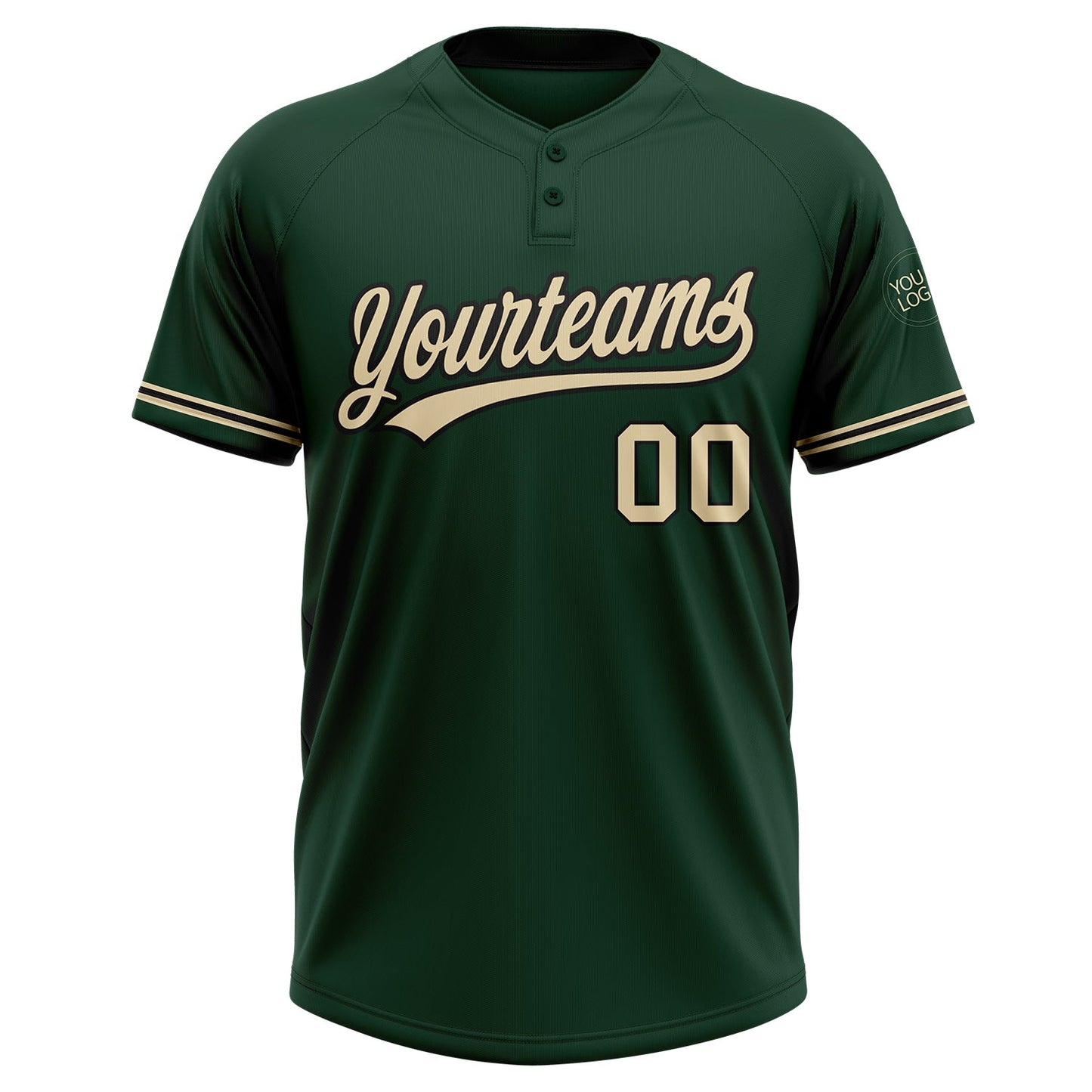 Custom Green City Cream-Black Two-Button Unisex Softball Jersey Limited