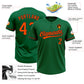 Custom Kelly Green Orange-Black Two-Button Unisex Softball Jersey Limited
