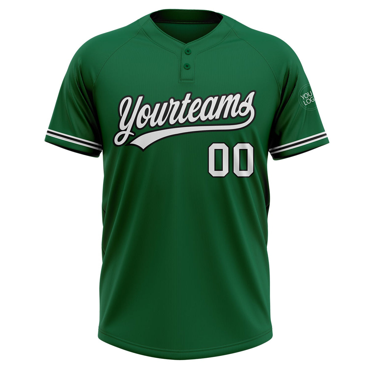 Custom Kelly Green White-Black Two-Button Unisex Softball Jersey Limited
