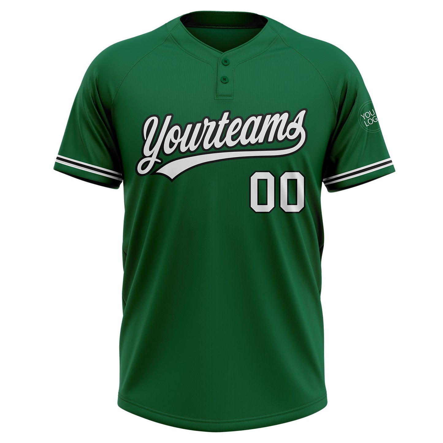 Custom Kelly Green White-Black Two-Button Unisex Softball Jersey Limited