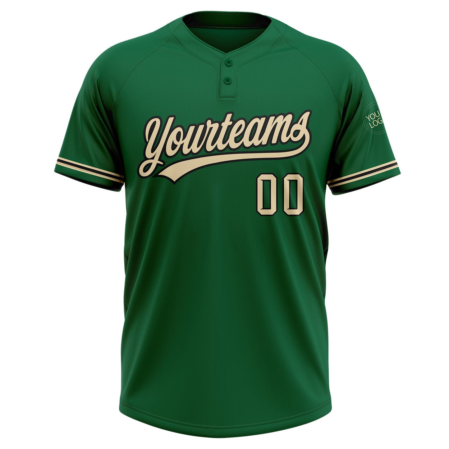 Custom Kelly Green City Cream-Black Two-Button Unisex Softball Jersey Limited