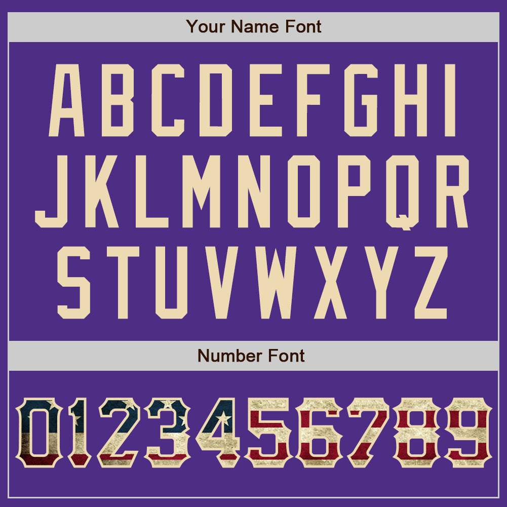 Custom Purple Vintage USA Flag-City Cream Two-Button Unisex Softball Jersey Limited