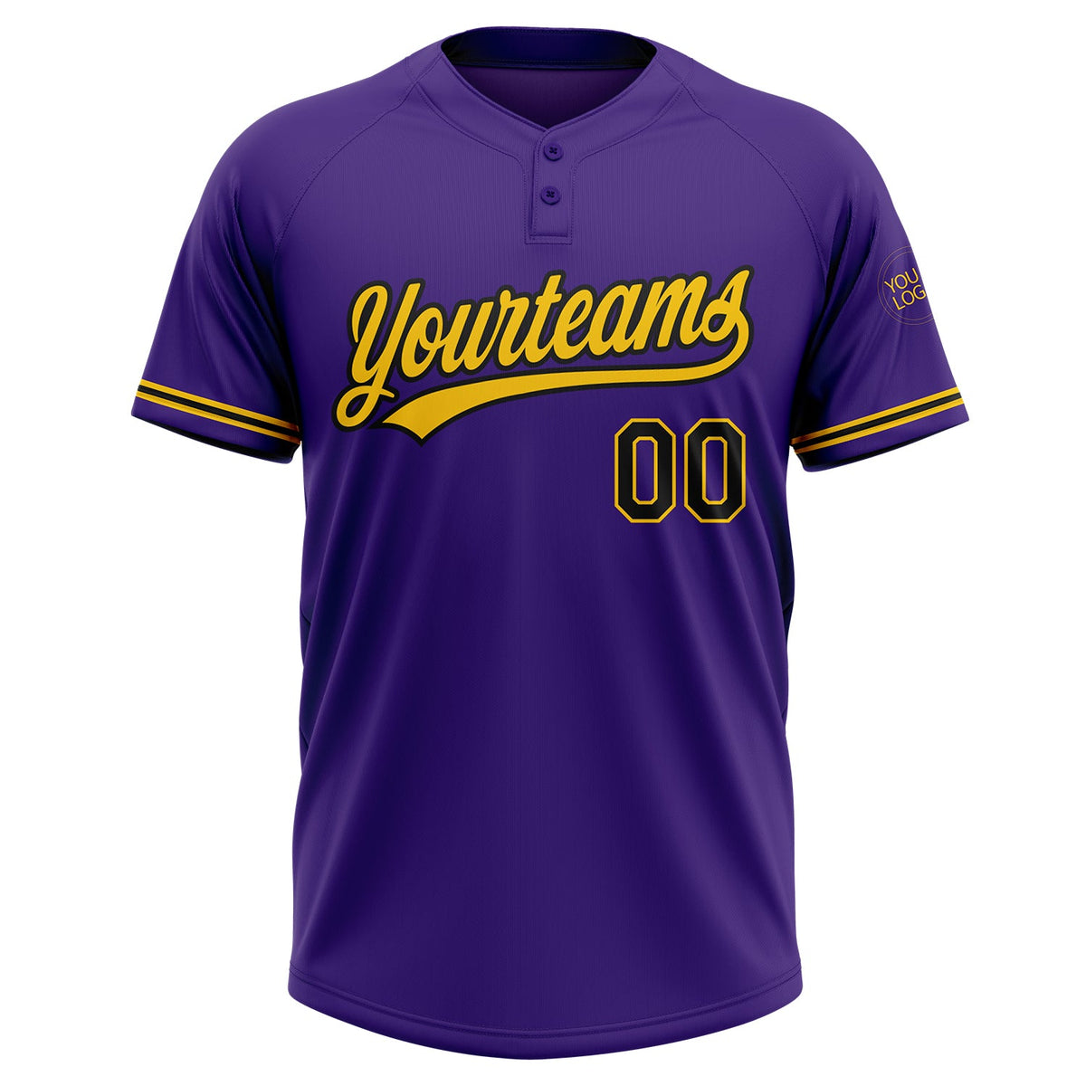 Custom Purple Black-Yellow Two-Button Unisex Softball Jersey Limited