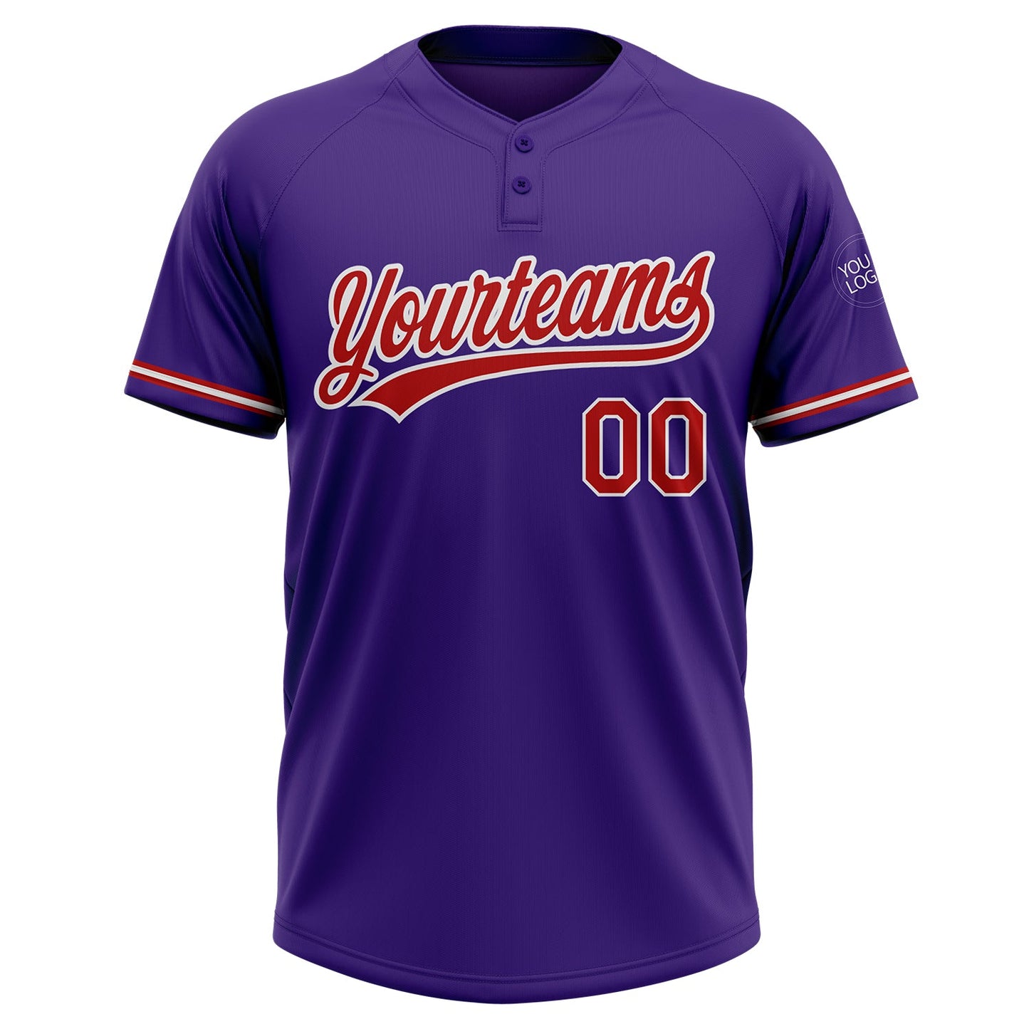Custom Purple Red-White Two-Button Unisex Softball Jersey Limited