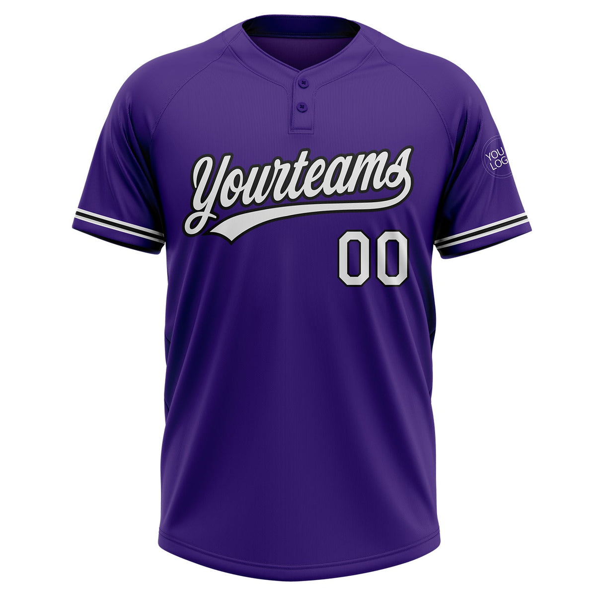 Custom Purple White-Black Two-Button Unisex Softball Jersey Limited