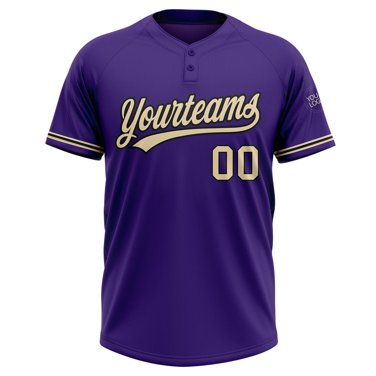 Custom Purple City Cream-Black Two-Button Unisex Softball Jersey Limited