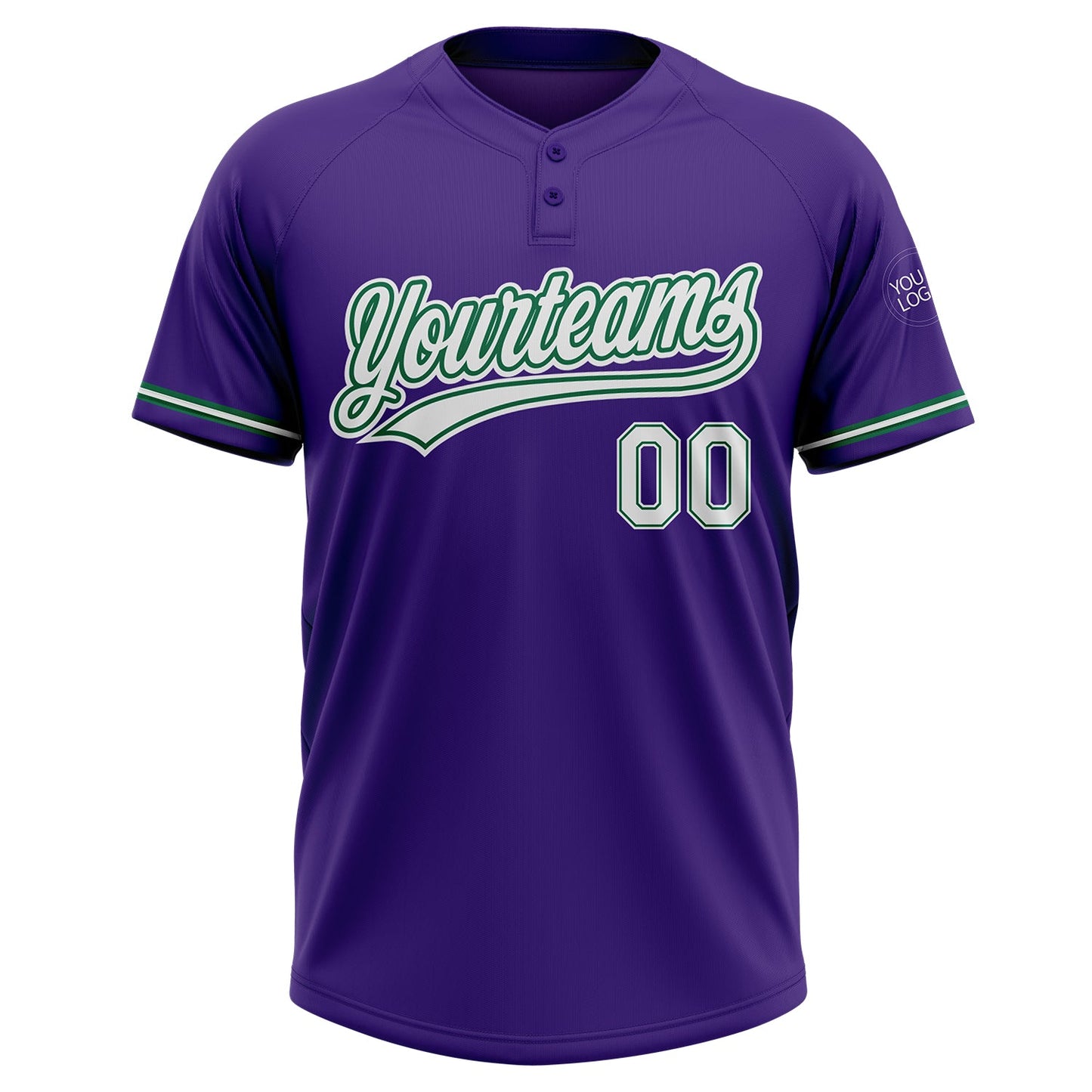 Custom Purple White-Kelly Green Two-Button Unisex Softball Jersey Limited