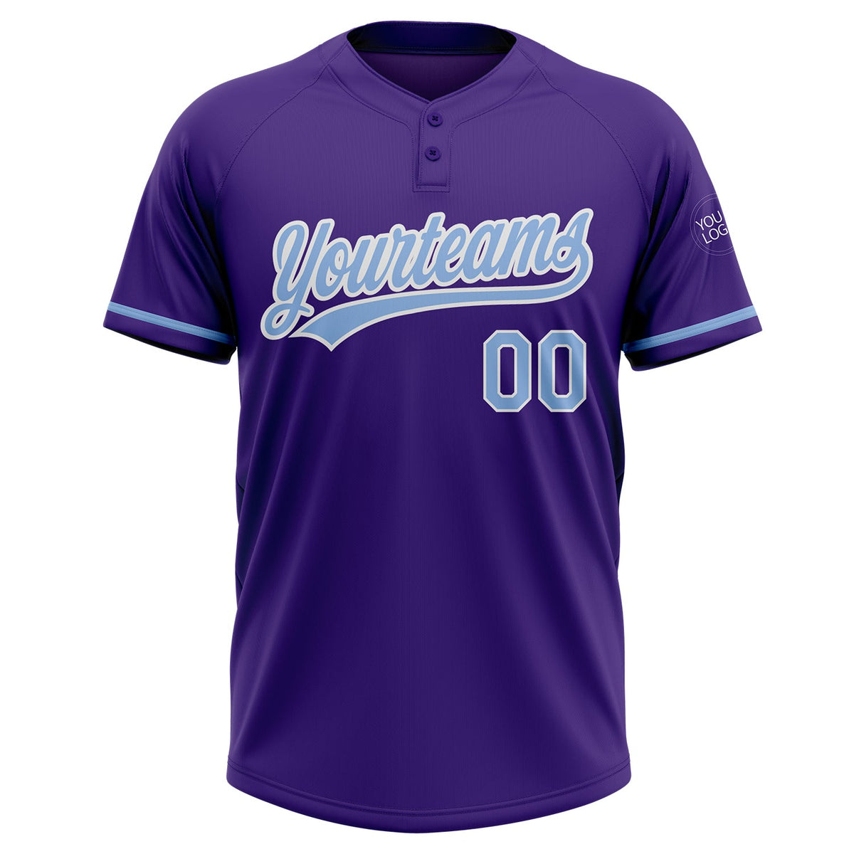Custom Purple Light Blue-White Two-Button Unisex Softball Jersey Limited