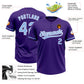 Custom Purple Light Blue-White Two-Button Unisex Softball Jersey Limited
