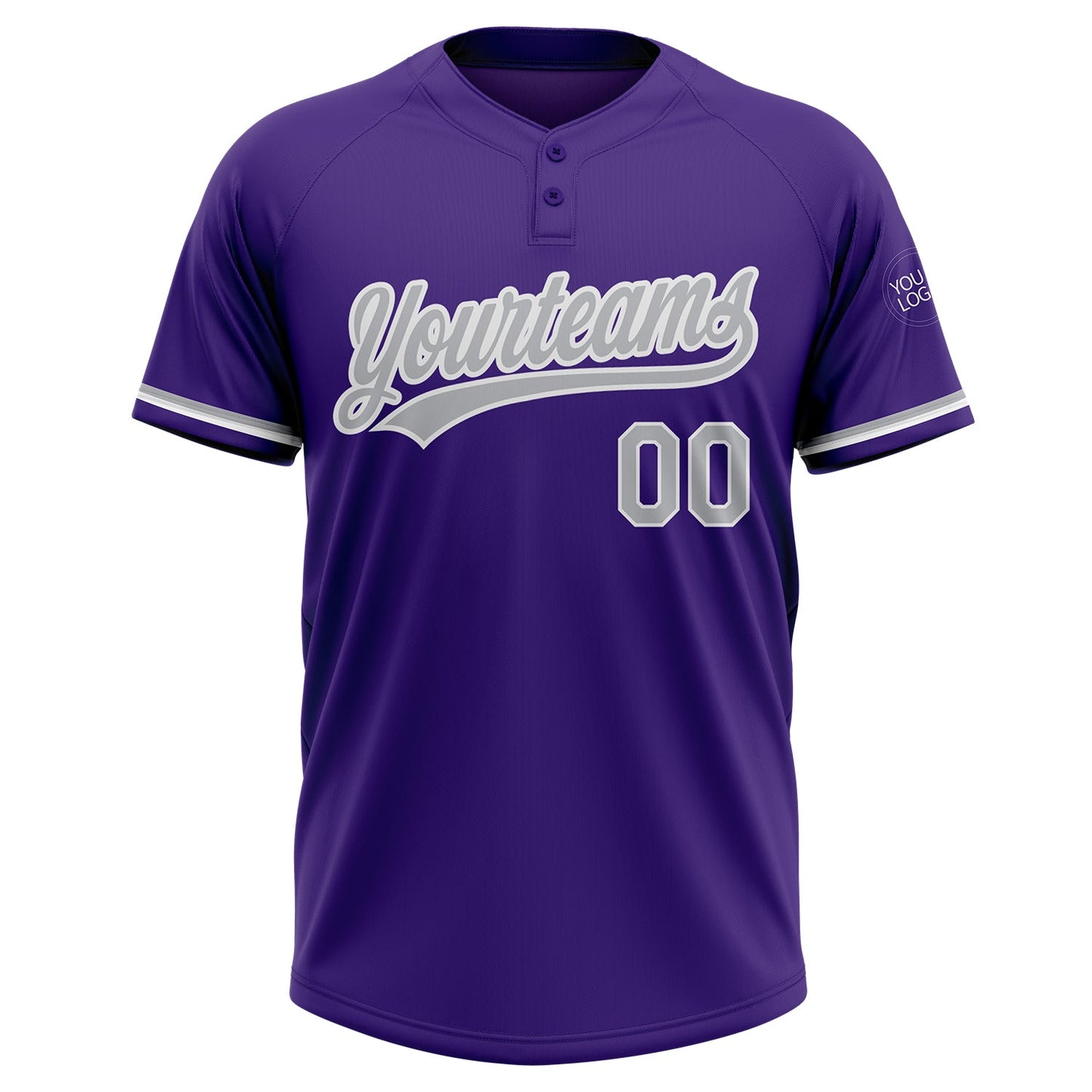 Custom Purple Gray-White Two-Button Unisex Softball Jersey Limited
