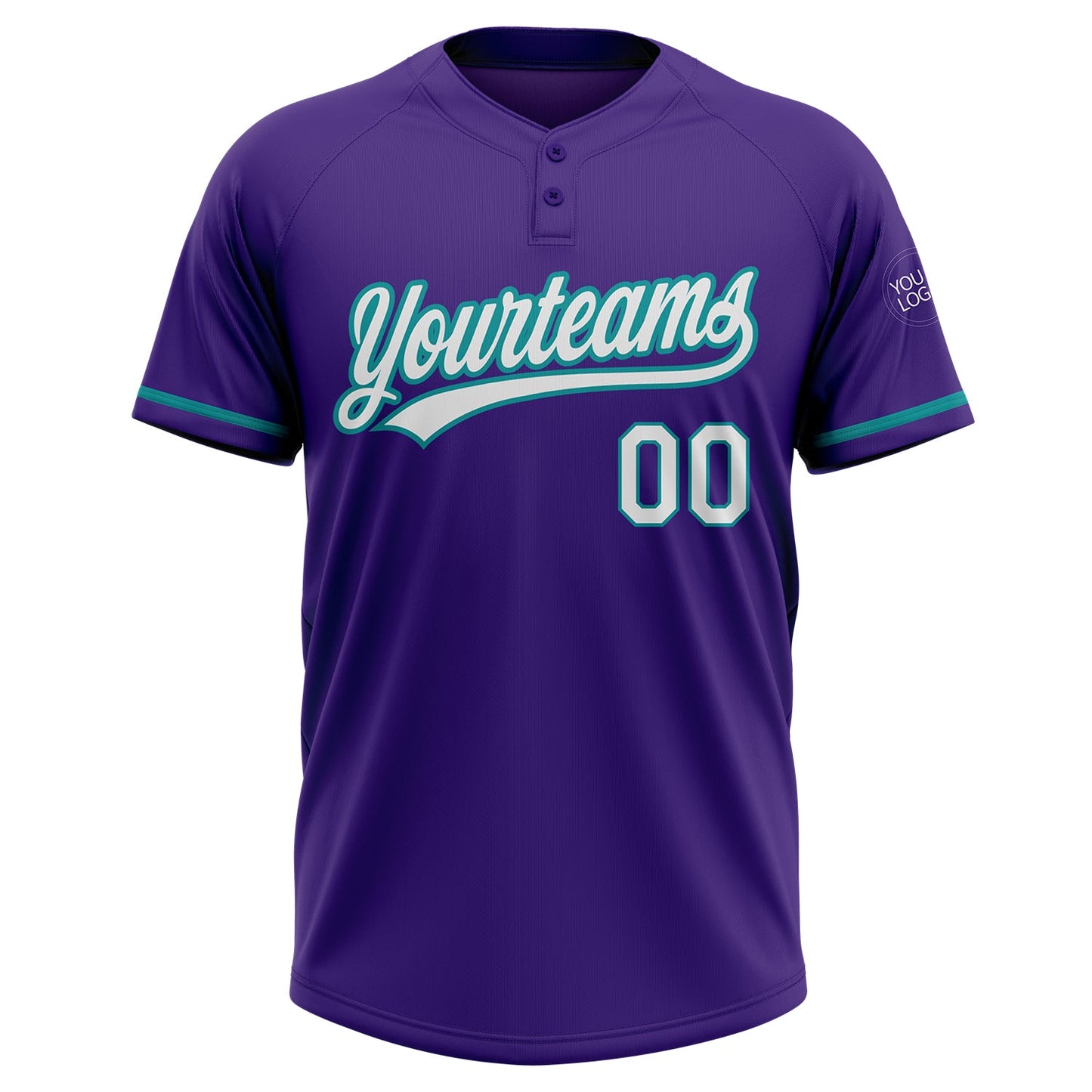 Custom Purple White-Teal Two-Button Unisex Softball Jersey Limited