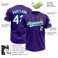 Custom Purple White-Teal Two-Button Unisex Softball Jersey Limited