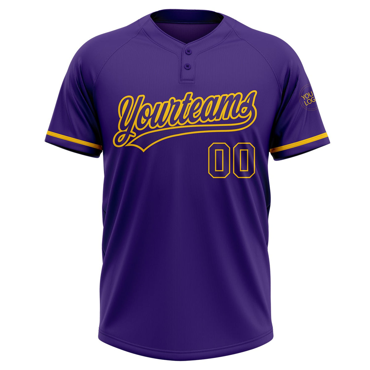 Custom Purple Purple-Yellow Two-Button Unisex Softball Jersey Limited