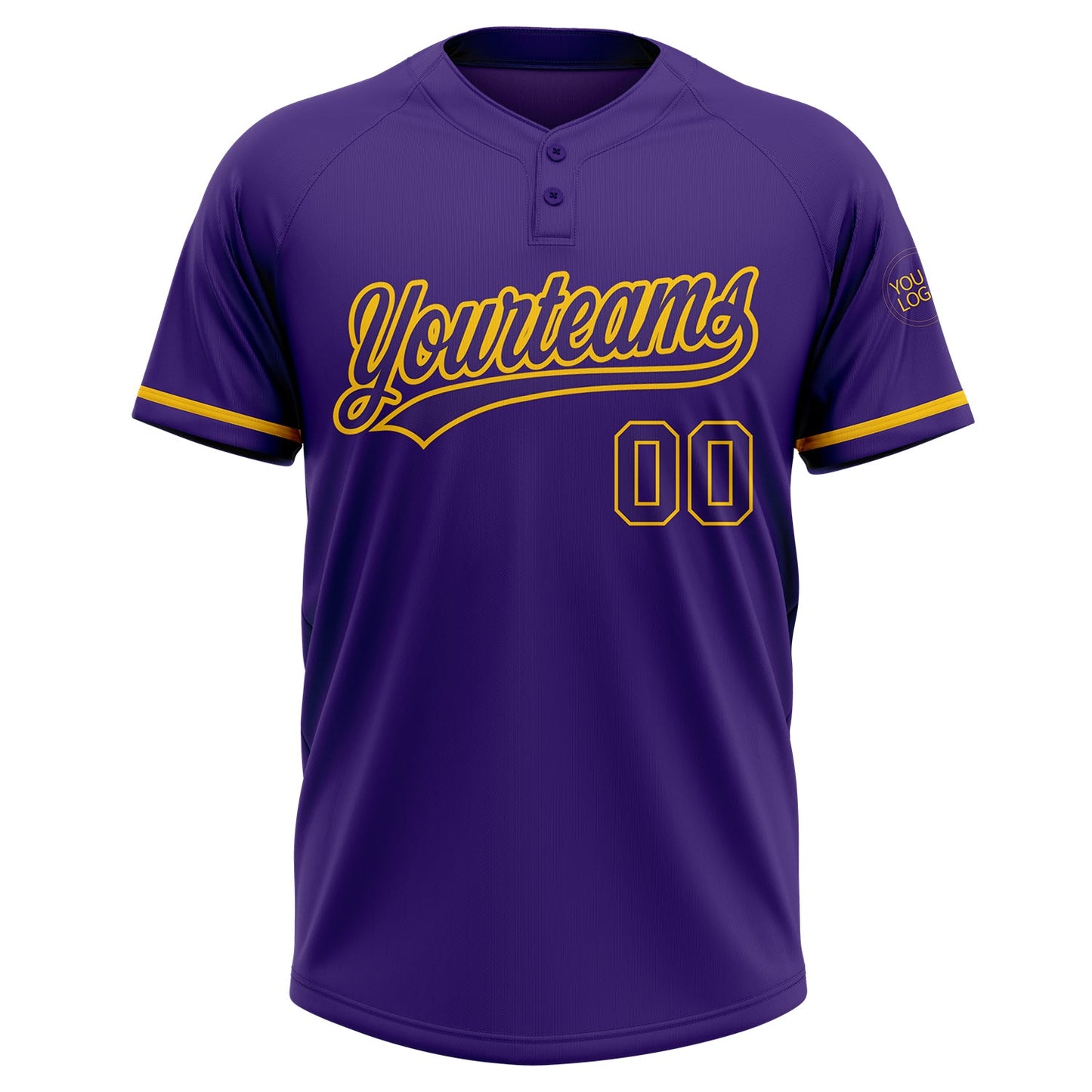 Custom Purple Purple-Yellow Two-Button Unisex Softball Jersey Limited