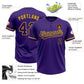 Custom Purple Purple-Yellow Two-Button Unisex Softball Jersey Limited