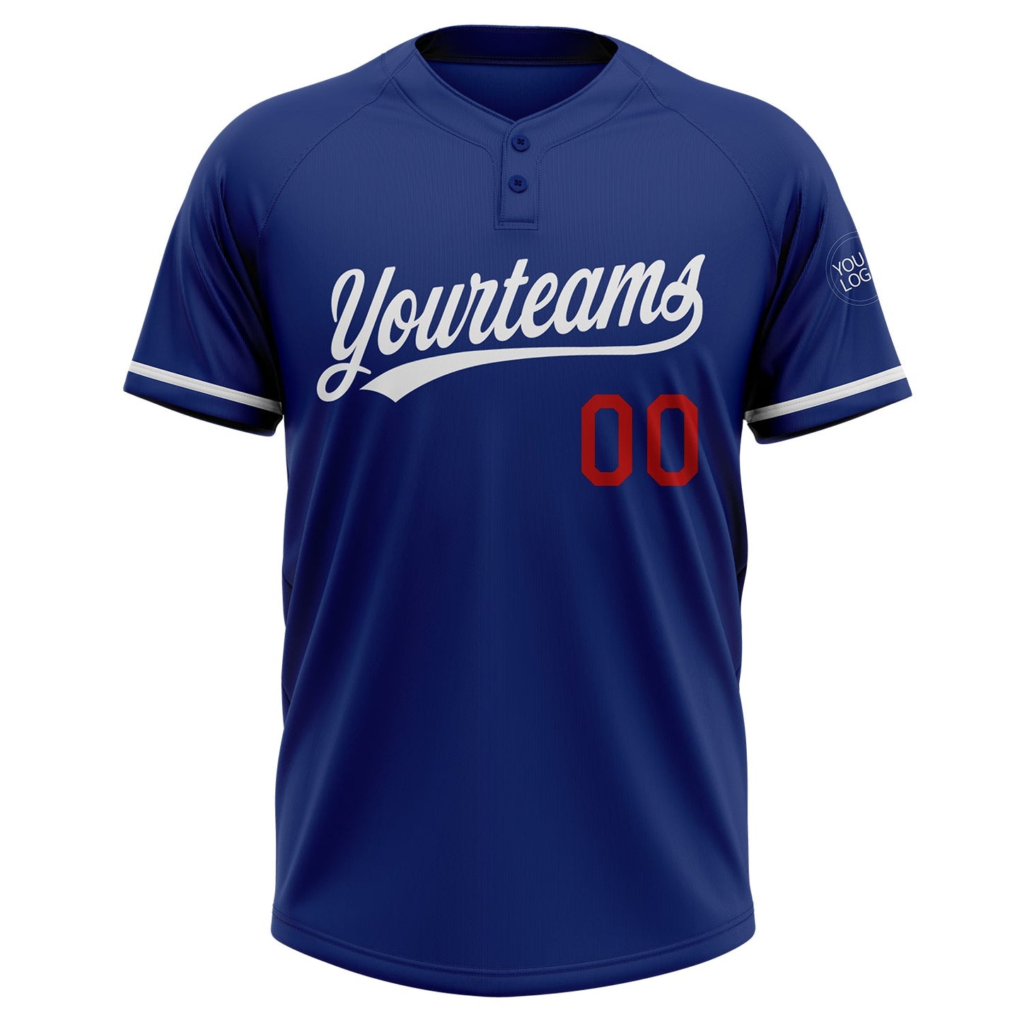 Custom Royal White-Red Two-Button Unisex Softball Jersey Limited