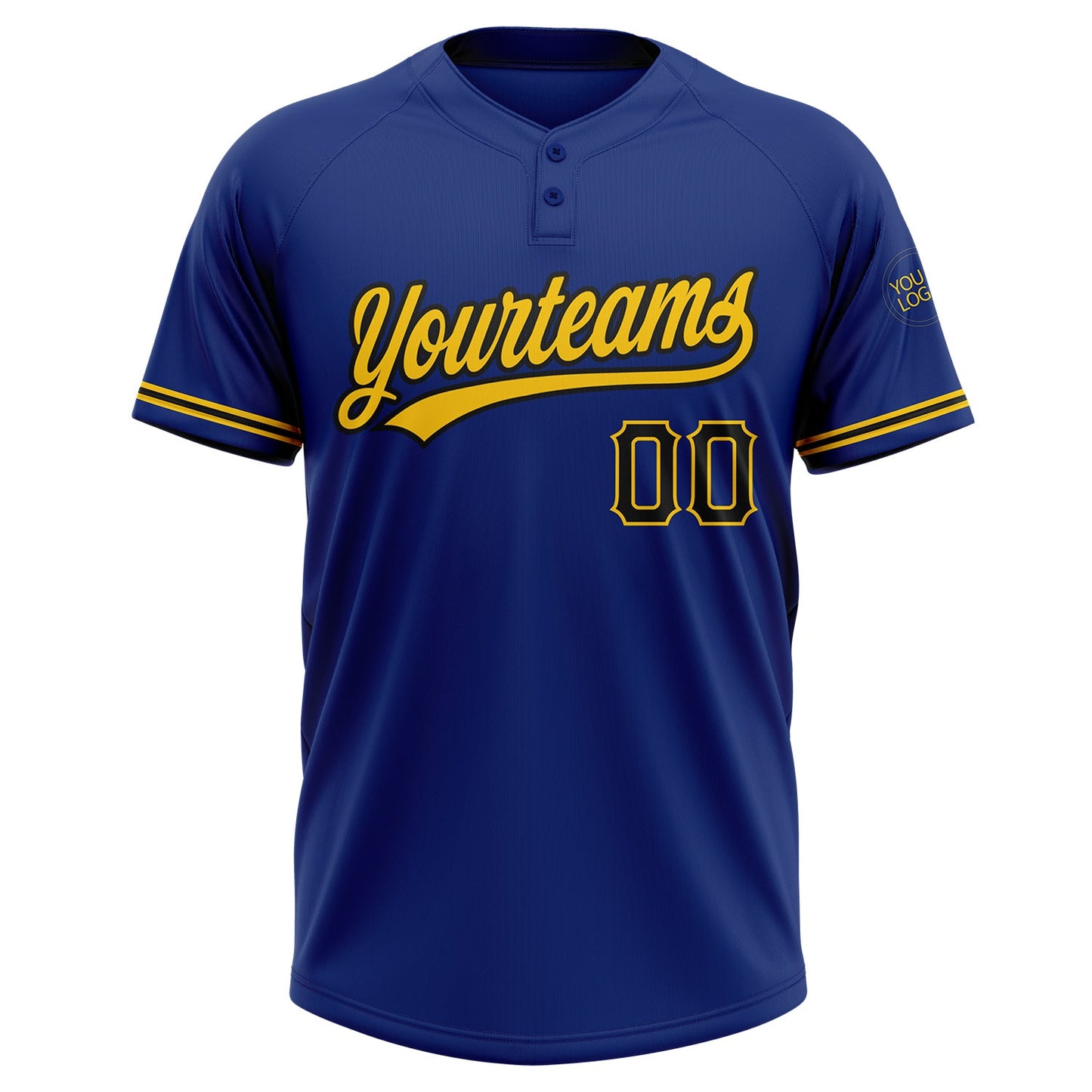 Custom Royal Black-Yellow Two-Button Unisex Softball Jersey Limited