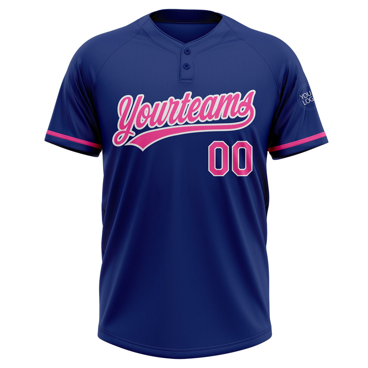 Custom Royal Pink-White Two-Button Unisex Softball Jersey Limited