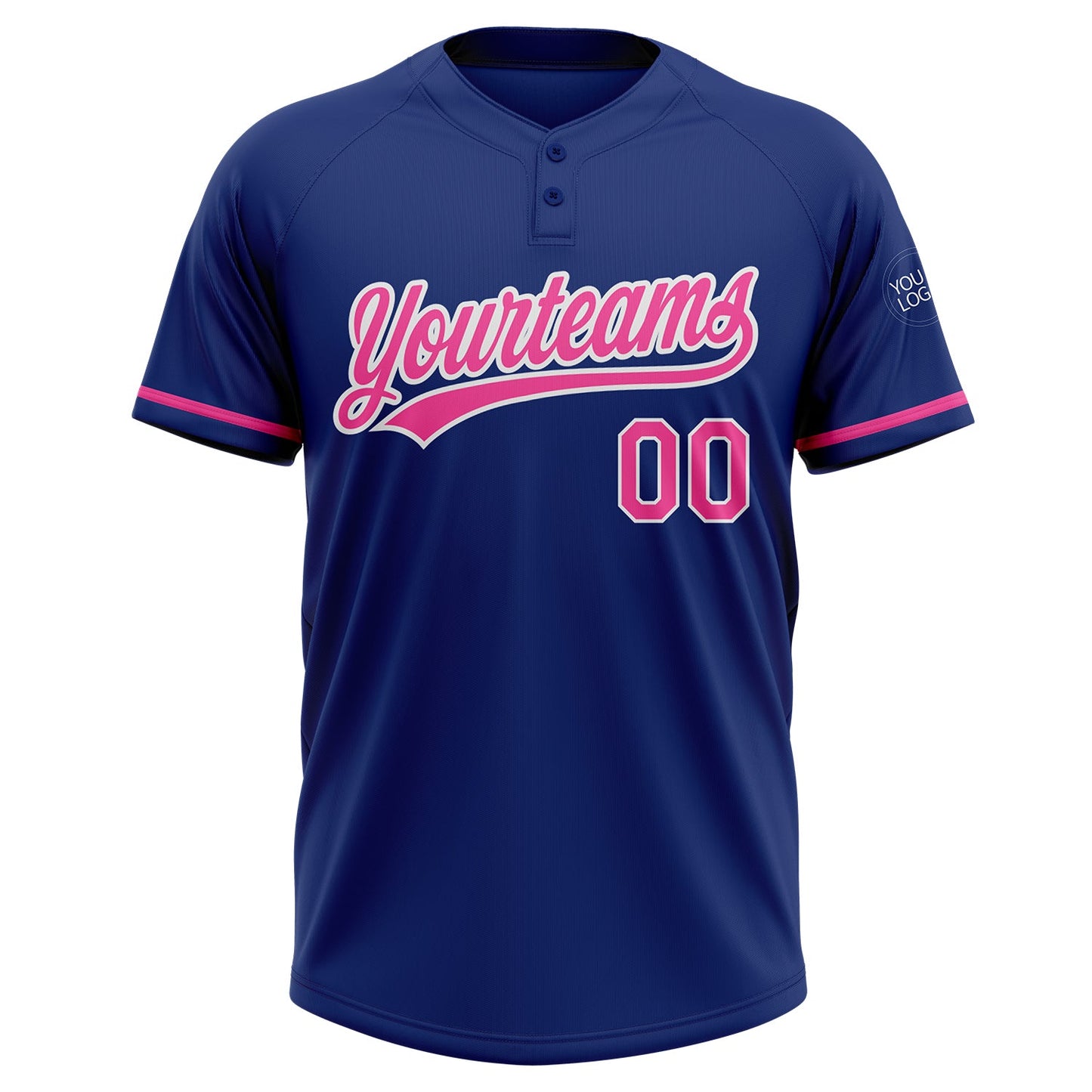 Custom Royal Pink-White Two-Button Unisex Softball Jersey Limited