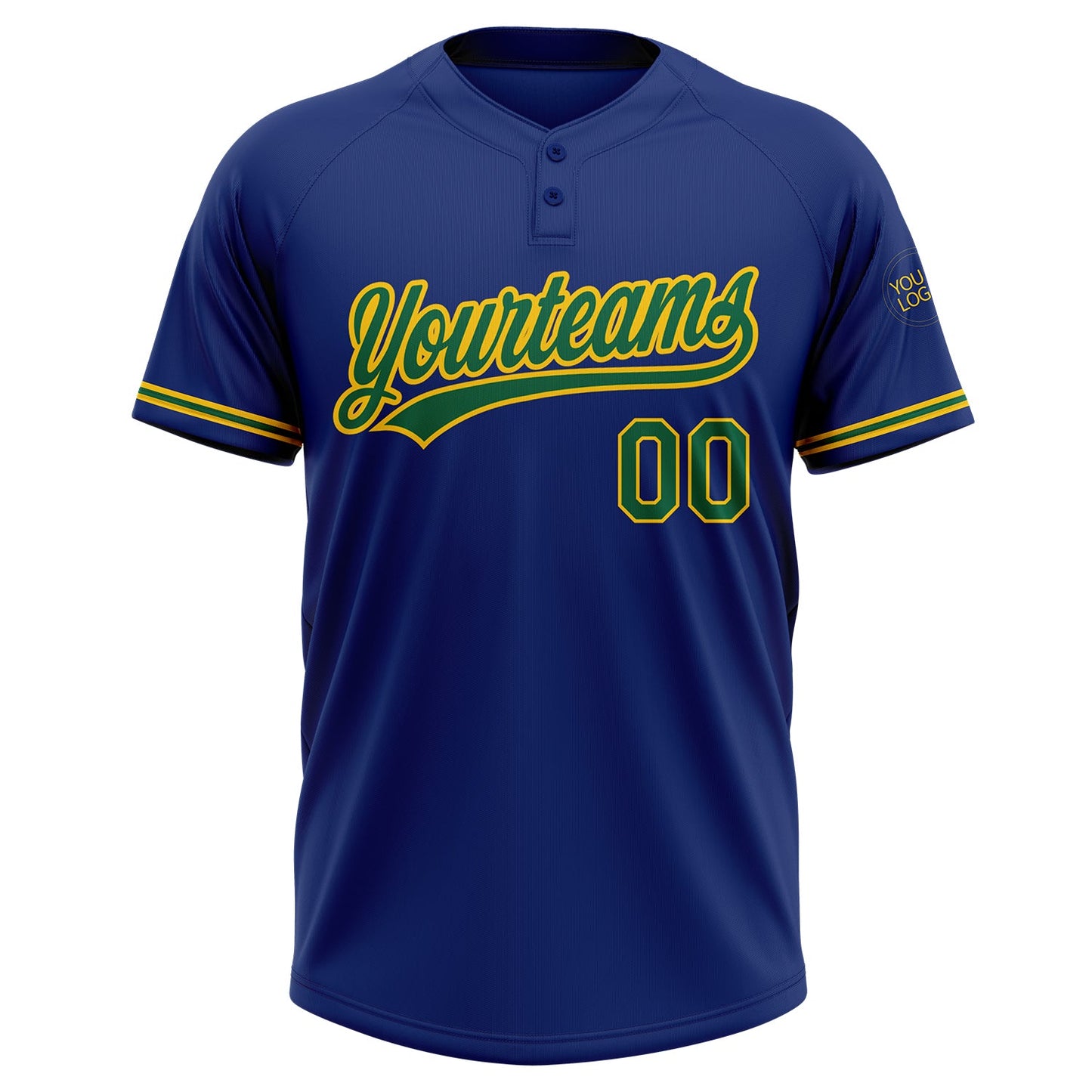 Custom Royal Kelly Green-Yellow Two-Button Unisex Softball Jersey Limited